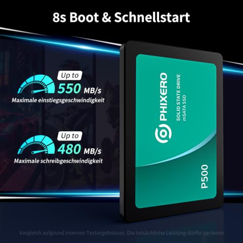 PHIXERO P500 SSD 1TB 2,5 Zoll SATA III Interne Solid State Drive für PC Laptop, Bis zu 550 MB/s, 3D NAND Flash, Schneller Systemstart