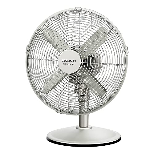 Cecotec Tischventilator EnergySilence 610 SteelDesk, 40 W | 30 cm Durchmesser, 4 Aerodynamikflügel, 3 Geschwindigkeiten, Oszillation, Edelstahl-Design