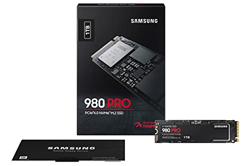 Samsung 980 PRO NVMe M.2 SSD, 1 TB, PCIe 4.0, 7.000 MB/s Lesen, 5.000 MB/s Schreiben, Interne SSD für Gaming und Videobearbeitung, MZ-V8P1T0BW