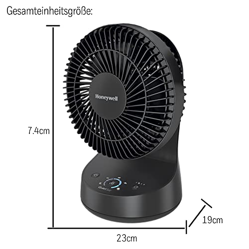 Honeywell QuietSet Oszillierender Tischventilator in Schwarz – Ventilator für einzelne Benutzer und kleine Räume mit leisem Betrieb und 5 Leistungs- und Geräuschstufen: HTF337BE, HTF337BE4