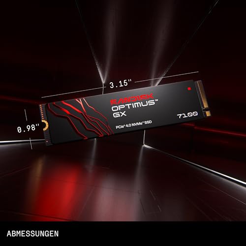 SANDISK Optimus GX 7100 NVMe SSD 500 GB (bis zu 7.250/6.900 MB/s sequentielles Lesen/Schreiben, PCIe 4.0, M.2 2280, BiCS TLC 3D CBA NAND, SANDISK Dashboard)