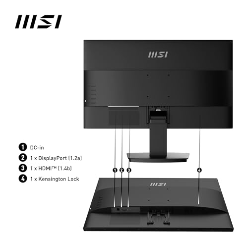 MSI PRO MP2412DE 23,8 Zoll Full HD Office Monitor - 1920 x 1080 VA Panel, 100 Hz, augenfreundlich, VESA montierbar, Display Kit Support, neigbar - HDMI 1.4, DP 1.2a