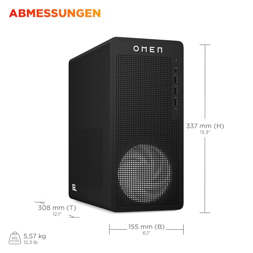 HP Omen 16L Gaming Desktop TG03-0257ng, Intel Core i5-14400F, NVIDIA GeForce RTX 5060 8 GB GDDR7, 16 GB DDR5 RAM, 1 TB PCIe Gen4 SSD, Windows 11 Home, Wi-Fi 6, Schwarz