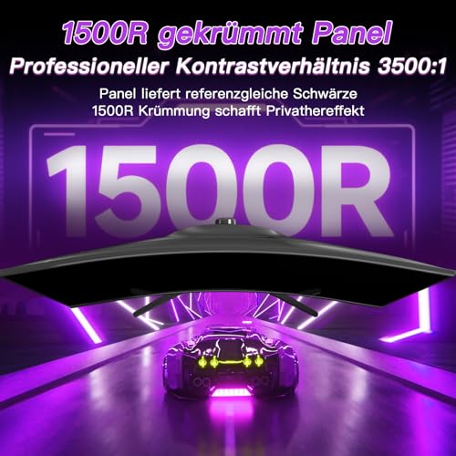 Amzfast Gaming Monitor 32 Zoll Curved 240Hz, 1920x1080, 1ms MPRT, 1500R, Adaptive-Sync, 90% DCI-P3, 120% sRGB, 300cd/m², HDMI 2.0 & DisplayPort 1.4 (AMZG32C3F)