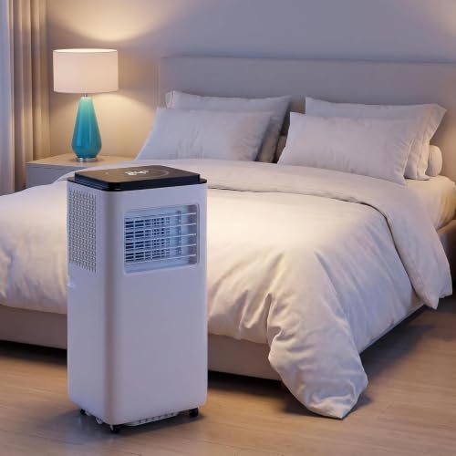 GIOFEOIK Tragbares Klimagerät 12000 BTU Monoblock mit Fernbedienung, Digitalanzeige, Schlafmodus, 3 Gebläsestufen, Fensterabdichtung für Innenräume, Style 2, 11000 BTU
