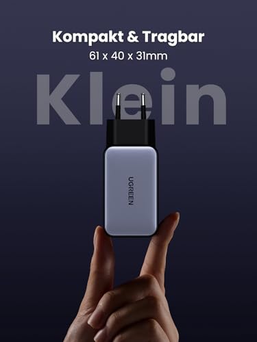 UGREEN Nexode 65W USB C Ladegerät, 3-Port, GaN Netzteil, PPS Charger 60W