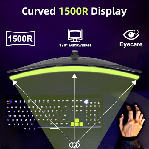 Amzfast Gaming Monitor 34 Zoll, 165hz, 2560x1440 QHD,1ms MPRT, AMZG34C5Q