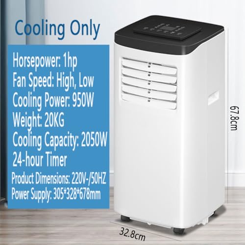 Tragbare Klimaanlage 12000 BTU, Kleine AC-Einheit mit Luftentfeuchter & Fernbedienung, Kühlt 30m², Leise Mobile Klimaanlage mit Fensterkit, 3 Modi, 2 Geschwindigkeiten, 24h Timer
