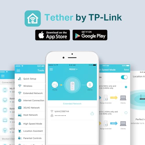 TP-Link RE655 WLAN Verstärker Repeater AC2600, Dual-Band AC + N, 1733 Mbit/s 5GHz + 800Mbit/s 2,4GHz, Gigabit-LAN-Port, 4*4-MU-MIMO, App Steuerung, maximale Abdeckung