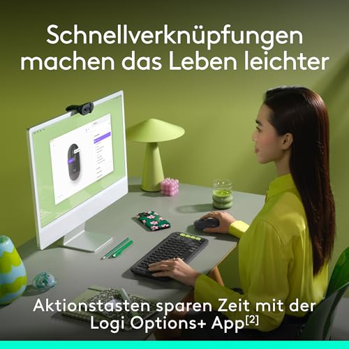 Logitech POP Mouse, kompakte und mobile kabellose Bluetooth-Maus | Programmierbare Tasten, leise Klicks, Easy-Switch für bis zu 3 Geräte, Notebook, Tablet, PC - Grafit