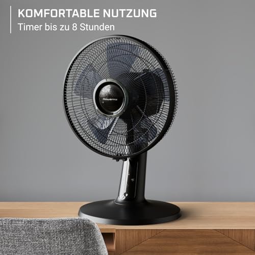 Rowenta Turbo Silence Extreme+ Tischventilator, Schwarz VU2750 | 32 dB(A), leistungsstarker Luftstrom bis 7,5 m, 5 Geschwindigkeiten & 2 Modi, 120° Oszillation, Fernbedienung, Farbe: Schwarz
