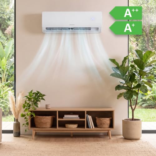 Cecotec Split-Klimaanlage AirClima 18000 Smartfresh, 18.000 BTU | Wärmepumpe, Inverter, 8 Geschwindigkeiten, 35 m², R32-Kältemittel, Timer 24 Std, waschbarer Filter