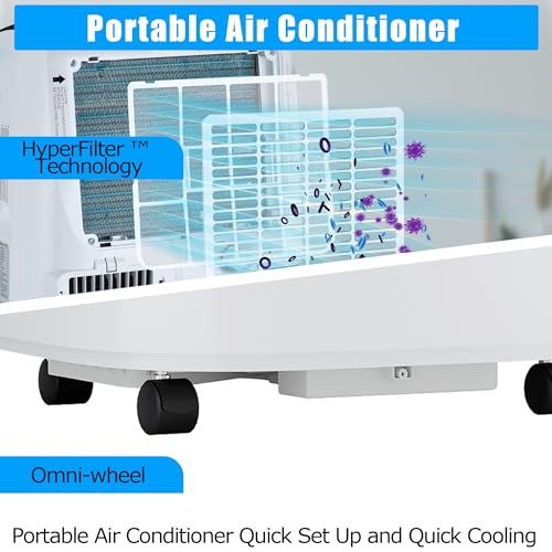 Mobiles Klimagerät 12000 BTU, Klimaanlage Mobil Ohne Außeneinheit, 4-in-1 Kühlen, Entfeuchten, Ventilator, a++ Energieeffizienz, R290 Kältemittel, Follow-Me-Funktion, Leise, Für Räume Bis 45 M²