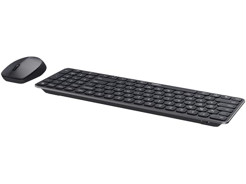Rapoo 9310M Aluminium Tastatur Maus Set Kabellos - Bluetooth & 2,4 GHz | Multi Device bis 4 Geräte, kompaktes Gehäuse flach, QWERTZ Layout Deutsch, dunkelgrau