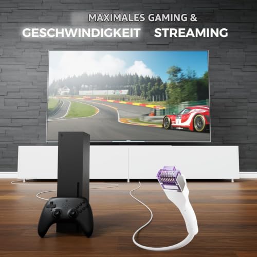 deleyCON 10m CAT7 Patchkabel SLIM - 10 Gbit/s Netzwerkkabel - Weiß