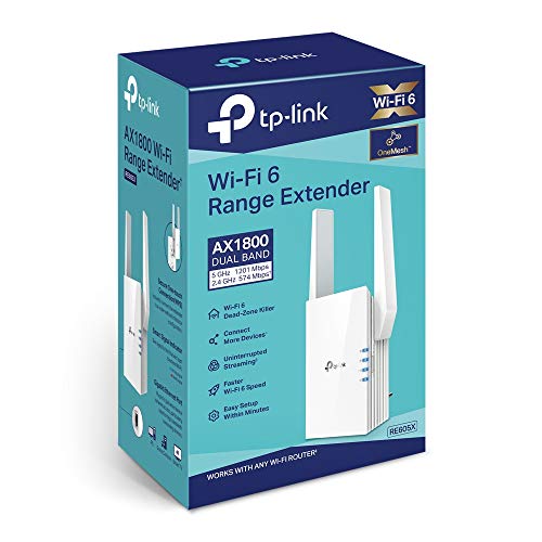 TP-Link RE605X Dualband Gigabit WLAN Repeater (1200Mbit s auf 5Ghz und 574Mbit s auf 2.4GHz, OneMesh, Intelligente Signalanzeige, AP Modus,Tether App) weiß WiFi 6 AX1800 Mesh