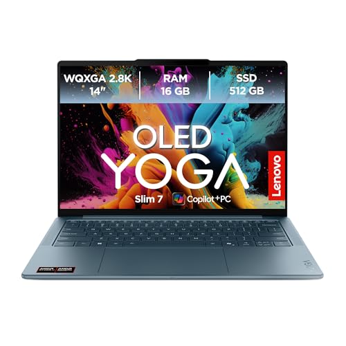 Lenovo Yoga Slim 7 Laptop | Copilot+ PC | 14" 2.8K WUXGA OLED Display | AMD Ryzen AI 5 340 | 16GB RAM | 512GB SSD | AMD Radeon Grafik | Win11 | QWERTZ | Tidal Teal | 3 Monate Premium Care