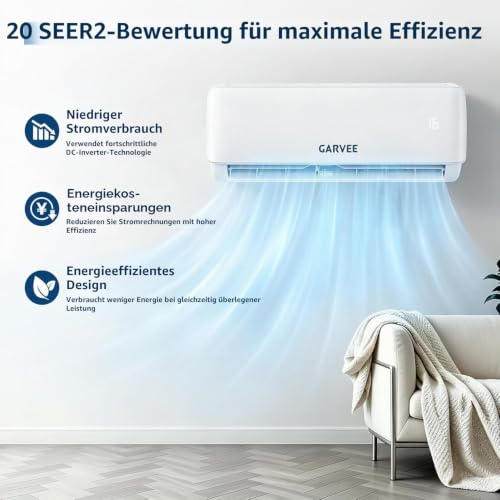 Klimaanlage Split, 24000 BTU Inverter Klimagerät mit Kühlung und Heizung, 7.2kW Split Klimaanlage Wandmontage, WiFi&App, Sehr Leise, R32 Kältemittel, Montagematerial, bis 120qm