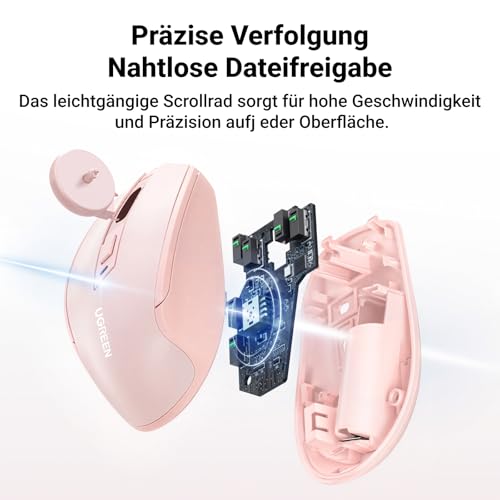 UGREEN 2.4G Maus kabellos mit 4000 DPI Wireless Mouse mit USB Empfänger | Ergonomisches Design, 18 Monate Akkulaufzeit, Funkmaus kompatibel mit Laptop Computer (Schwarz)