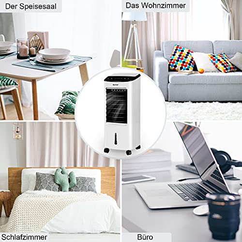 COSTWAY Mobile Klimaanlage ohne Abluftschlauch, 3 in 1 Luftkühler & Luftbefeuchter & Ventilator, 7 L Wassertank, 7,5H Timer, 3 Modi & 3 Geschwindigkeiten, inkl. 2 Kühlakkus & Fernbedienung