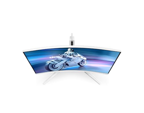 PHILIPS Evnia 32M2C5501-32 Zoll Quad HD Curved Gaming Monitor, 180 Hz, 1 ms, FreeSync Premium, HDR10, Ambiglow (2560x1440, 2X HDMI 2.0, 1x DisplayPort 1.4) Weiss
