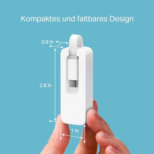 TP-Link USB C Ethernet Adapter 1000Mbps, USB C LAN Adapter Netzwerkadapter Kompatibel mit iPhone 17, iPad, MacBook, Windows, Galaxy S25, Faltbar und tragba (UE300C)