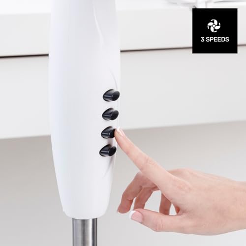 Taurus Greco 16CR Pure Standventilator, 40 W, runder Boden, Oszillationssystem, verstellbare Neigung, 3 Flügel, 3 Geschwindigkeiten, höhenverstellbar 110-125 cm, leicht zu reinigen
