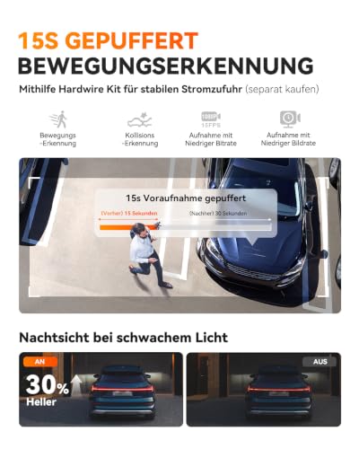 VANTRUE E1 Pro 4K HDR STARVIS 2 Dashcam Auto Vorne, Mini Dash Cam mit CPL | 15Sek. Puffer Parküberwachung, Prima Nachtsicht, DSGVO Konform, 1.54 Zoll Versteckte Autokamera, 5Ghz WLAN GPS, max. 1TB