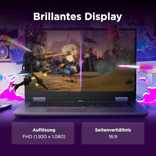 Lenovo LOQ Gaming AI Laptop | 17.3" Full HD 165Hz Display | NVIDIA GeForce RTX 5070 | Intel Core i7-14700HX | 16GB RAM | 1TB SSD | Win11 | QWERTZ | 24-Zonen-RGB-Tastatur | Grau | 3 Monate GamePass