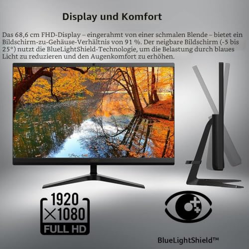 Acer Aspire C27-1700-UA91 AIO Desktop | 68,6 cm (27 Zoll) Full HD IPS-Display | 12. Generation Intel Core i5-1235U | Intel Iris Xe Graphics | 16 GB DDR4 | 512 GB NVMe M.2 SSD | Intel Wireless Wi-Fi 6