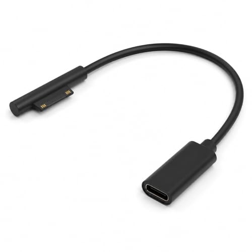 Adapterkabel USB-C auf Surface Connect, magnetisch, 65 W PD, Schnellladung für Microsoft Surface Pro 3/4/5/6/7, Surface Go, Laptop, Book, kompaktes Design, langlebig, für Reisen