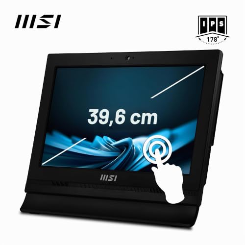 MSI PRO AP162T ADL-019DE AIO Desktop-PC, 15,6“ FHD IPS, Intel N100 CPU, 4 GB DDR4 RAM, 128GB PCIe NVMe SSD, WiFi 6E, Webcam & Lautsprecher - Tastatur, Maus, Windows 11 Pro - Schwarz