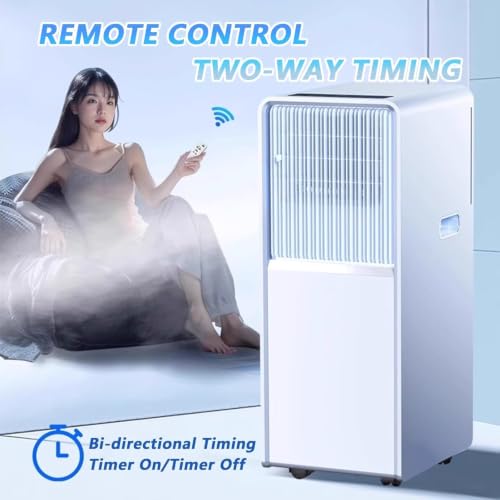 12000 BTU Tragbares Klimagerät für 300 m², leises Kühlgerät mit Ventilator, Luftentfeuchter, Schlafmodus, Timer, Fernbedienung & Installationsset