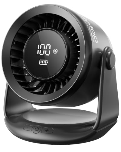 Gaiatop Tischventilator, Leiser Akku Ventilator mit 6 Stufen & LED Display