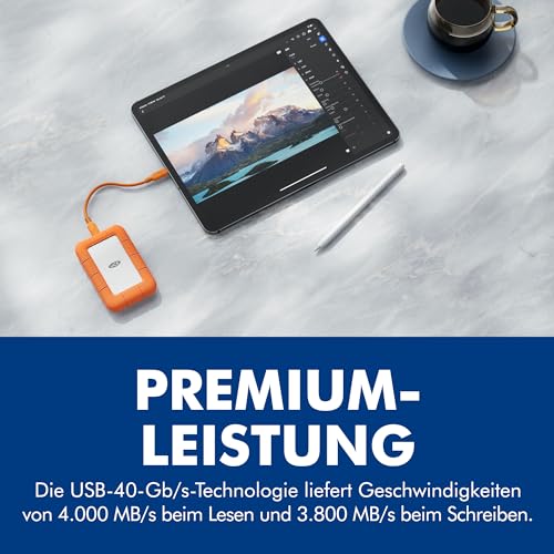 LaCie Rugged SSD4 1TB, 40Gbps USB-C, Orange, Data Rescue Service (STND1000400)