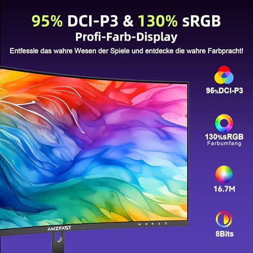 Amzfast Gaming Monitor 34 Zoll, 165hz, 2560x1440 QHD,1ms MPRT, AMZG34C5Q