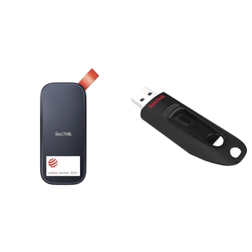 SanDisk Portable SSD 1 TB (Externe Festplatte mit SSD Technologie 2,5 Zoll & Ultra USB 3.0 Flash-Laufwerk 128 GB