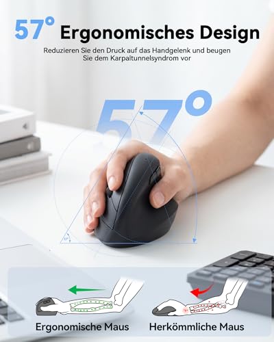 TECKNET Ergonomische Vertikale Kabellose Maus 4800 DPI Wireless Mouse