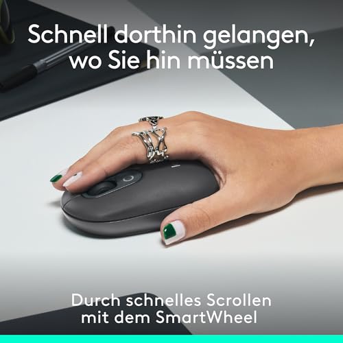 Logitech POP Mouse, kompakte und mobile kabellose Bluetooth-Maus | Programmierbare Tasten, leise Klicks, Easy-Switch für bis zu 3 Geräte, Notebook, Tablet, PC - Grafit