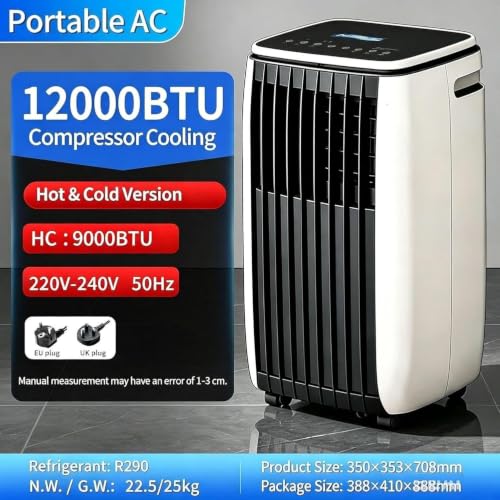 14000 BTU Mobile Klimagerät 2-in-1 Kühlen & Heizen, freistehendes Luftkühlungsgerät mit Rollen, kompakter Luftentfeuchter für Wohnzimmer, Büro, Wohnung, C+hot & Cold 12000 Btu, C+Hot & Cold 12000 BTU