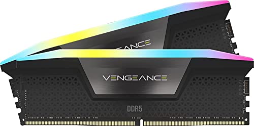 CORSAIR Vengeance RGB DDR5 48GB (2 x 24GB) Bis zu 6000MHz Intel RAM | Arbeitsspeicher für Gaming-PCs, Kompatibel mit Intel XMP 3.0, CL36, Schwarz, CMH48GX5M2E6000C36