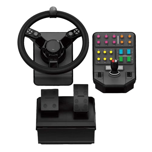 Logitech G Saitek Farm Controller | Farming Simulator Bundle: Lenkrad, Steuerkonsole, Pedale, 900°, 38+ Tasten, USB, PC/Mac - Schwarz