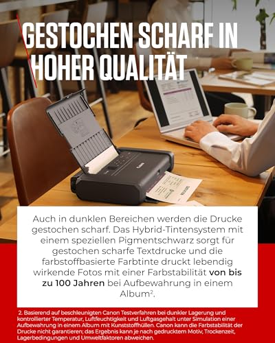 Canon PIXMA TR150 mobiler Drucker (WLAN, Cloud, AirPrint, 4.800 DPI x 1.200 DPI, Highspeed USB Typ C, OLED-Display, Tintenstrahldrucker), schwarz, 322 x 185 x 66 mm