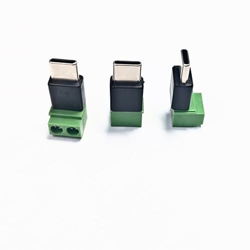 5 Stk Typ C Stecker auf 2 poligen Anschluss, Lötfreie Anschlüsse, 5V 3A, USB C 2Pin Lötfreier Adapter, Crimp Klemmleiste Stecker, Kein Datentransfer, für Tablets, Kameras, Spielzeug, Kleingeräte etc