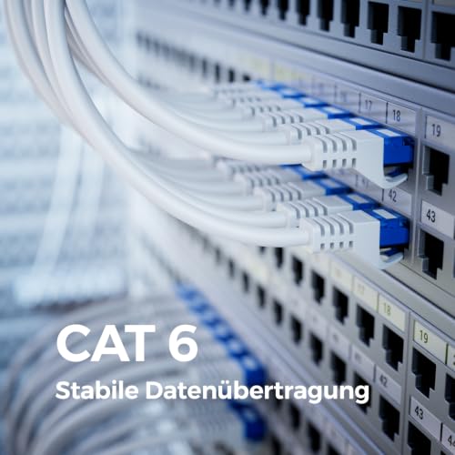 deleyCON 3,0m CAT.6 Ethernet Gigabit LAN Netzwerkkabel RJ45 CAT6 - Weiß