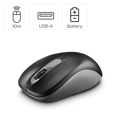 Optische Funkmaus "AMW-200", 3 Tasten, Anthrazit/Schwarz | Optische Maus anthrazit/schwarz, mit USB-Nanoempfänger, für Notebook und PC