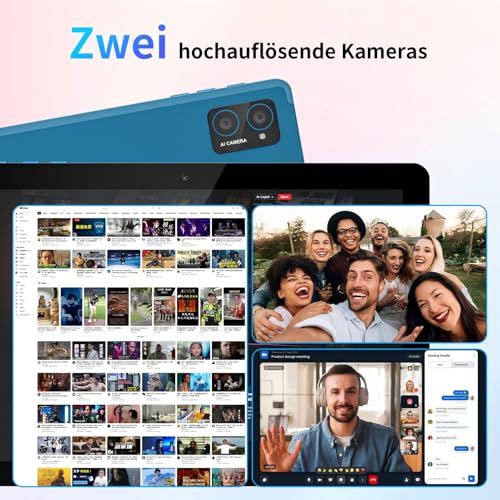AWOW Tablet 10 Zoll Android 15: 2026 Neueste 7000mAh Octa-Core 8GB RAM+64GB 1TB TF Tablet PC mit WiFi 6 2.4G/5G Bluetooth 5.0 1280 * 800 FHD GMS Dual Kamera mit Hülle und Schutzfolie