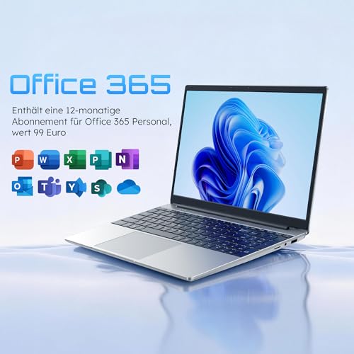 jumper Laptop 15,6 Zoll FHD Display, 12GB RAM 512GB SSD TF Erweitern 512GB, Office 365, 5205U Prozessor, Leichte Business und Studenten Notebook, 2 Stereo-Lautsprecher/Typ-C/USB 3.0/Zehnertastatur