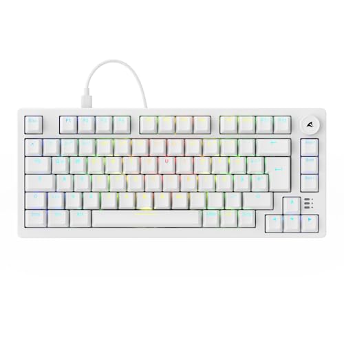 Sharkoon Skiller SGK25 RGB, Gaming Tastatur, 75% Layout, Hot Swap, Huano RED geschmierte Schalter, weiß