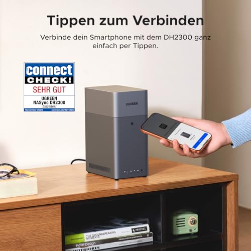 UGREEN NASync DH2300 2 Bay NAS für Einsteiger und Privatanwender (ohne HDD) | 8-Core RK3576, 1GbE, 4 GB Onboard-RAM, 4K HDMI, ideal fuer Smartphone-Backups, private Dateien, Familienfreigabe